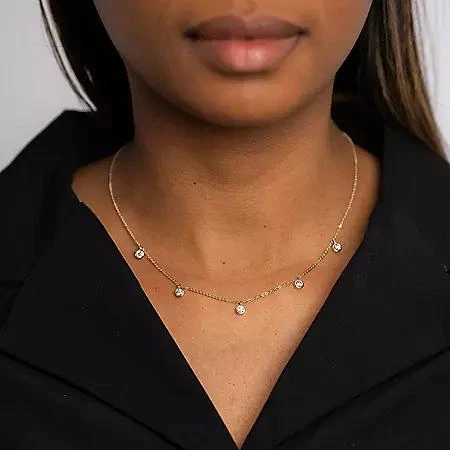 S Collection 0.75 CT. TW. Bezel Set Chandelier Diamond  Necklace in 14K Yellow Gold 3