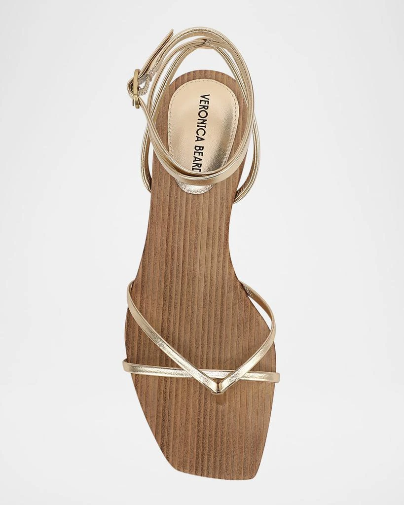 VERONICA BEARD Allegra Metallic Flat Ankle-Strap Sandals 5