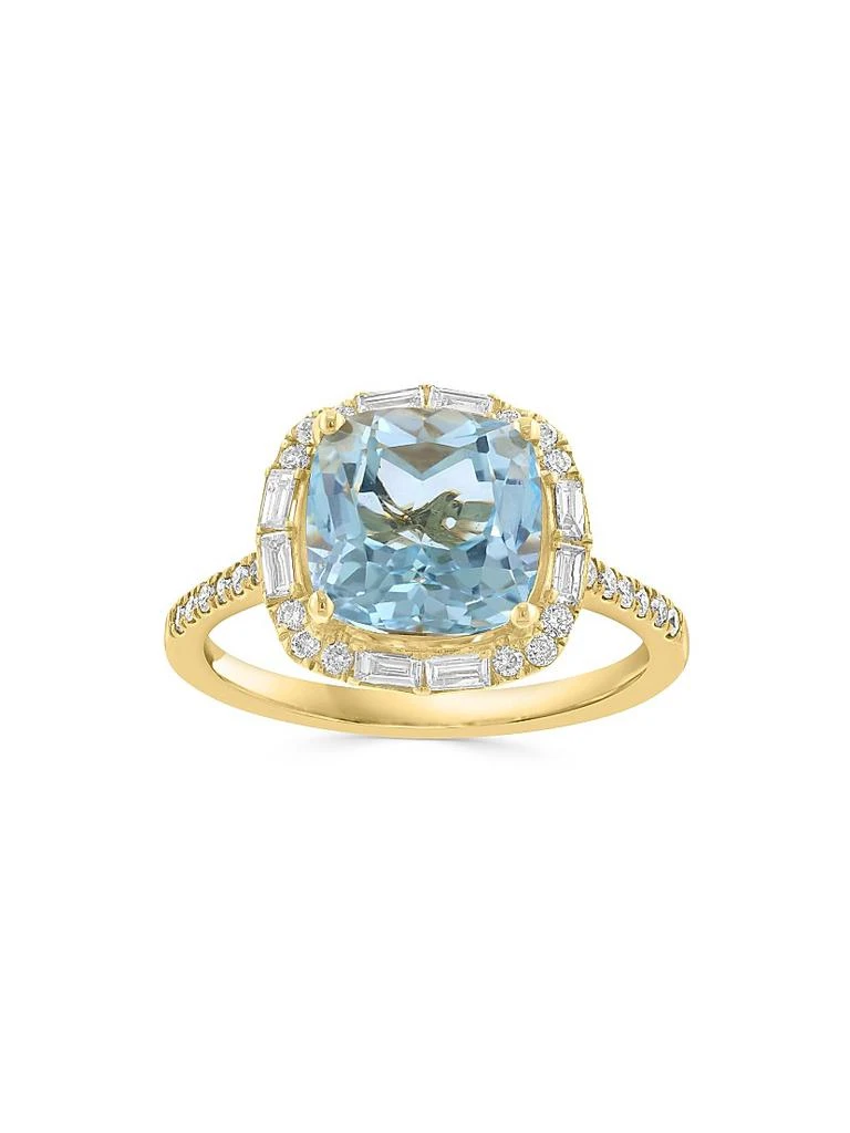 Saks Fifth Avenue Collection 14K Yellow Gold, Blue Topaz 
0.39 TCW Diamond Halo Ring 3