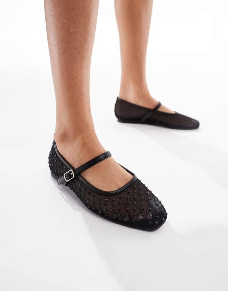 Glamorous Glamorous ballerina flats in mesh black polkadot 4