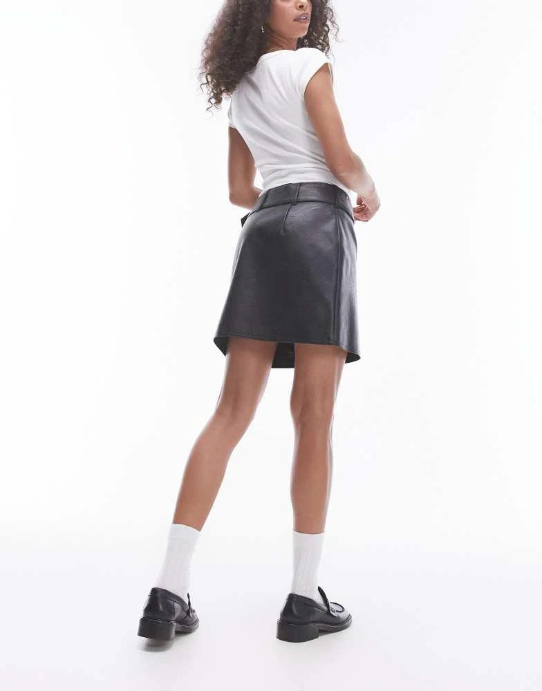 Topshop Topshop Faux leather biker mini skirt in black 5