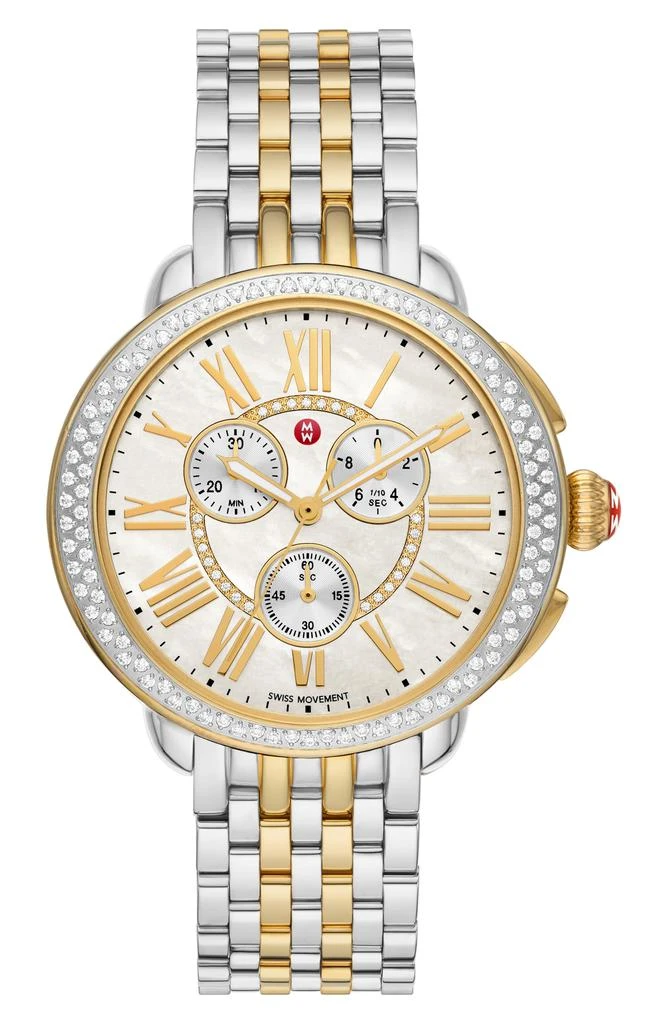 Michele Serein Diamond Bracelet Chronograph Watch, 40mm x 38mm 1