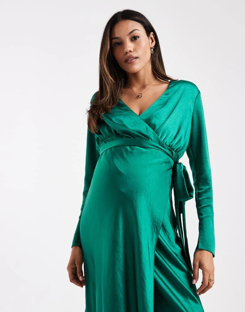 emerald green wrap dress long sleeve Designer Long Sleeve Wrap Dress | Emerald Wrap Dress | Kyle X Shahida Small