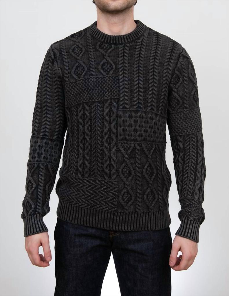 Schott Schott - Stonewashed Cotton Patchwork Crew Sweater
