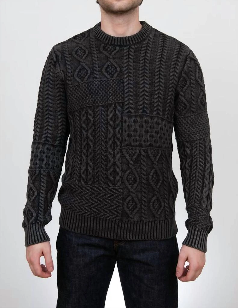 Schott Schott - Stonewashed Cotton Patchwork Crew Sweater 1