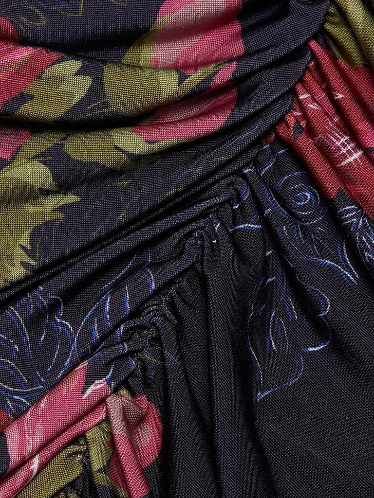 PRABAL GURUNG Floral Twist Neck Ruched Midi-Dress 7