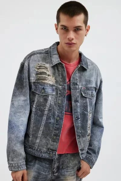 GUESS JEANS GUESS ORIGINALS Printed Mending Denim Jacket 1