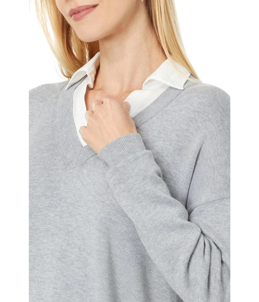 Elliott Lauren Modal Knits - Double layer V-neck sweater with shirting 3