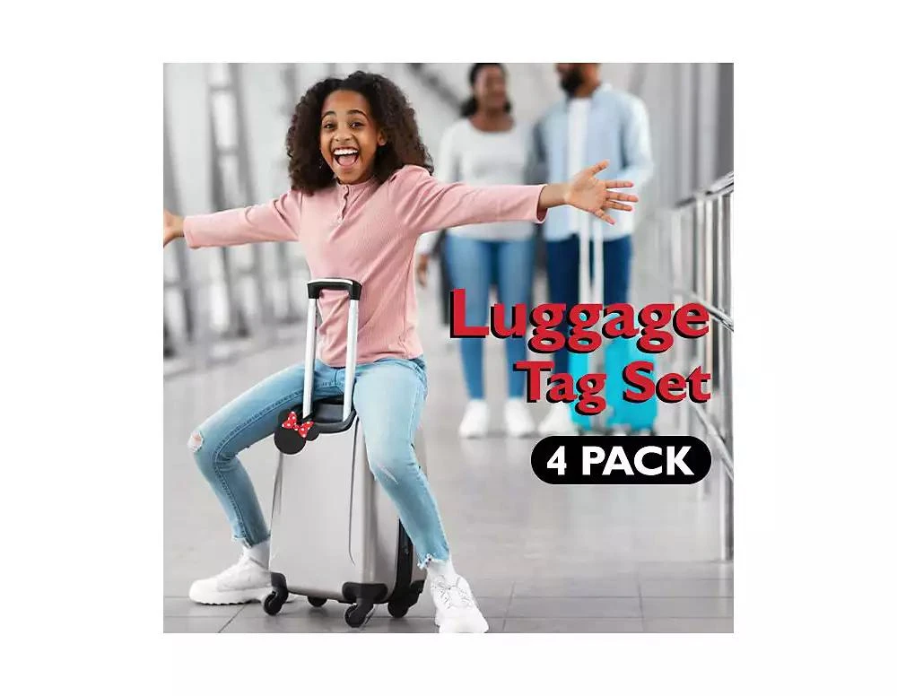 Disney Mickey Mouse and Minnie Mouse Luggage Tags Gifts Mickey and Minnie PVC Travel Tags Gifts - Set of 4 5