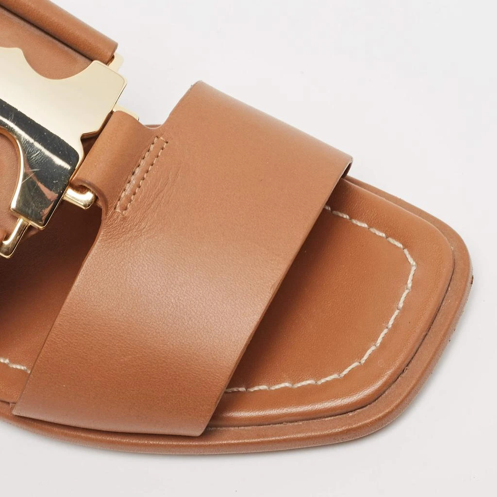 Tory Burch Tory Burch Brown Leather Gemini Link Flat Sandals Size 37.5 7