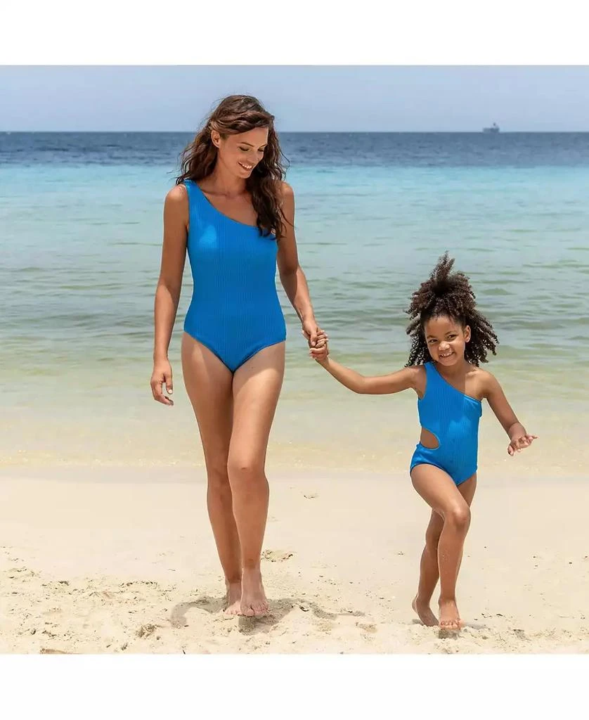 Snapper Rock Women's Marine Blue One Shoulder Swimsuit 3