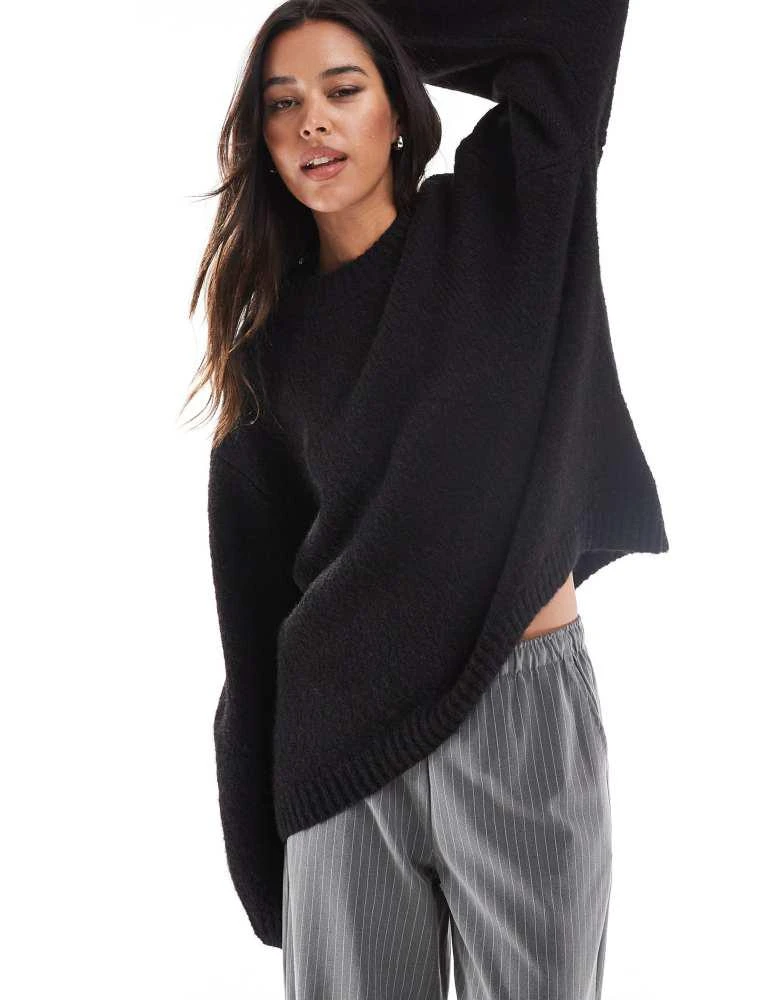 ASOS ASOS DESIGN oversized crew neck jumper in black 1