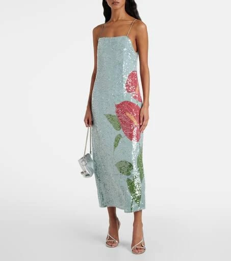 Farm Rio Anthurium printed embellished slip dress 2