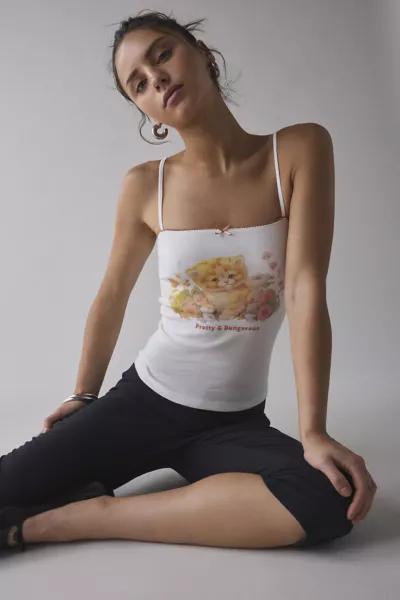Urban Outfitters Pretty & Dangerous Cat Graphic Square-Neck Cami