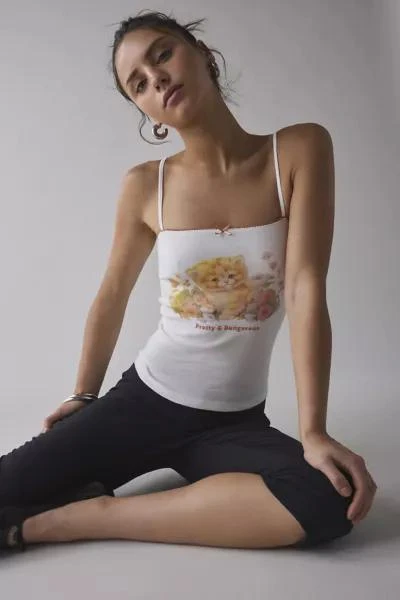 Urban Outfitters Pretty & Dangerous Cat Graphic Square-Neck Cami 1