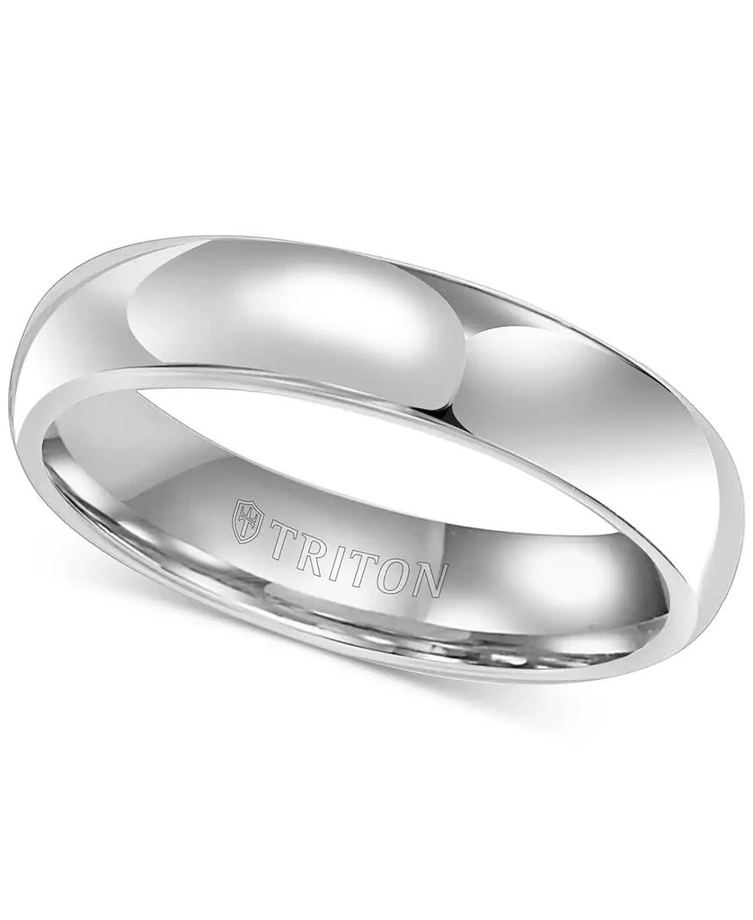 Triton Men's White Tungsten Carbide Ring, Dome Wedding Band (5mm) 1