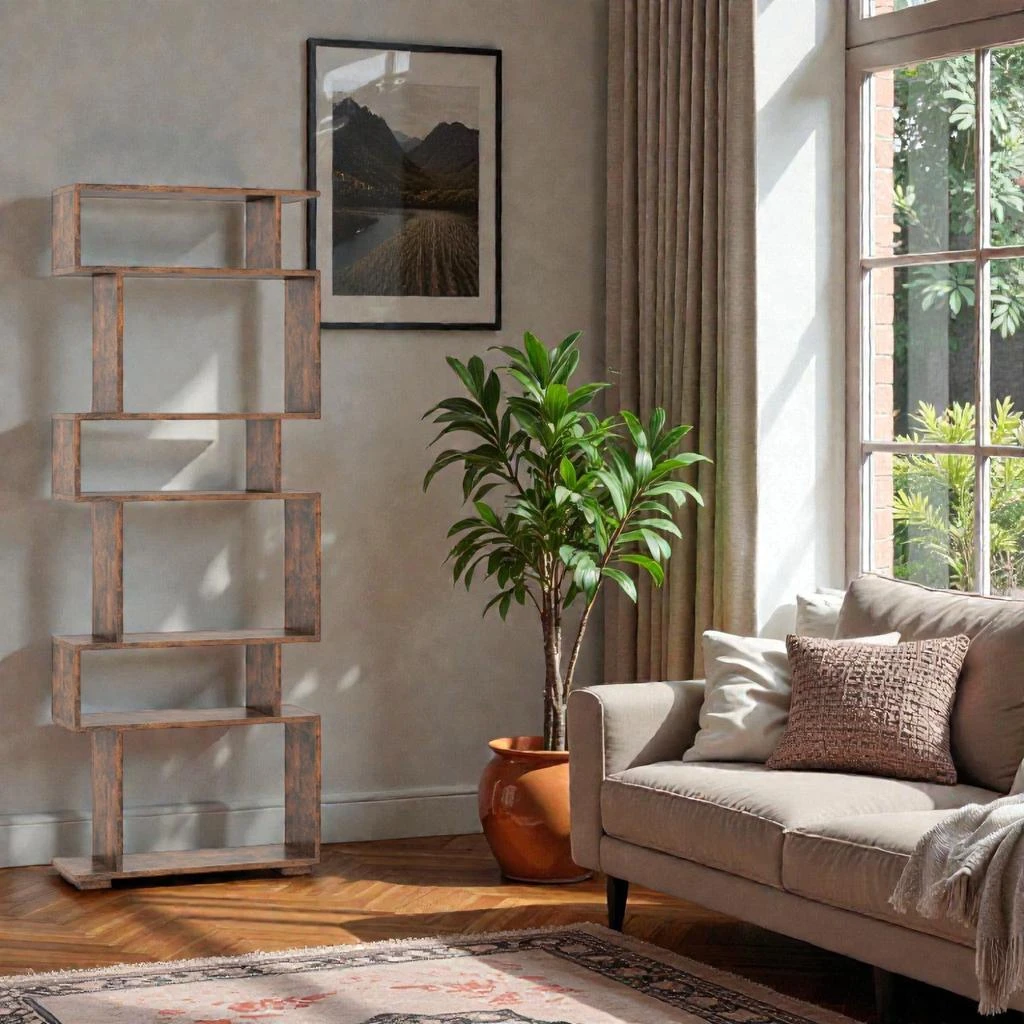 Hivvago Modern 6-Level Display Bookshelf with Safety Anchors and Open Design