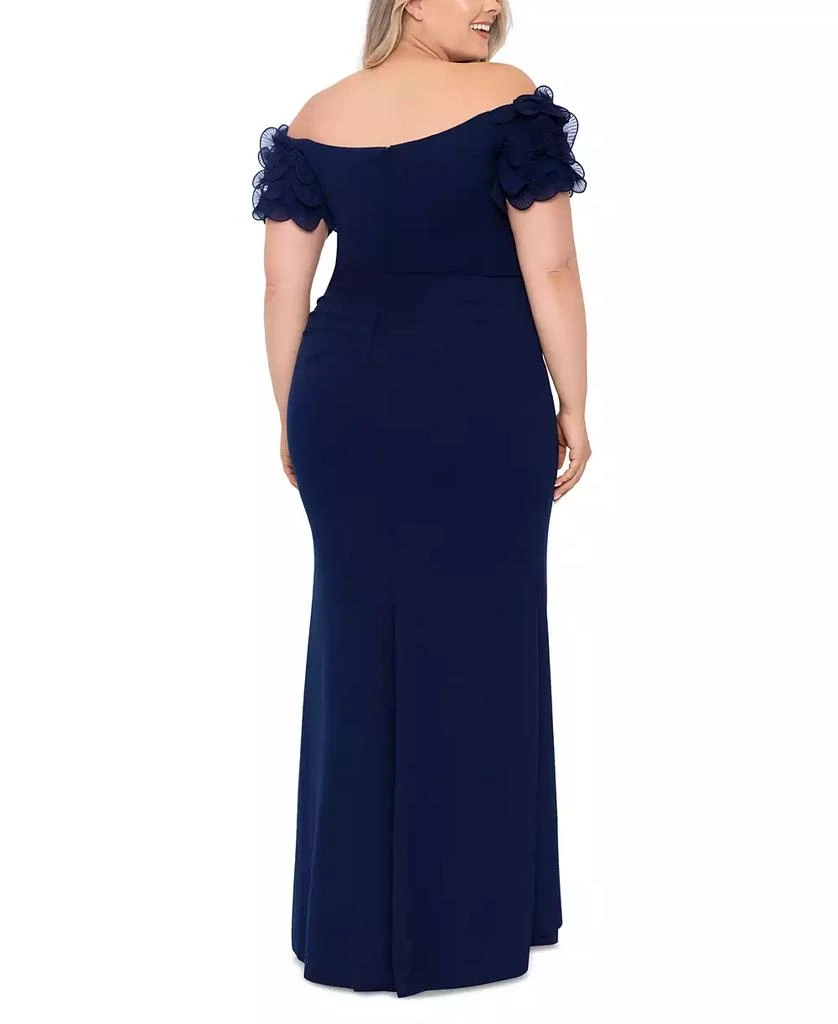 XSCAPE Plus Size Off-The-Shoulder Scuba-Crepe Gown 3