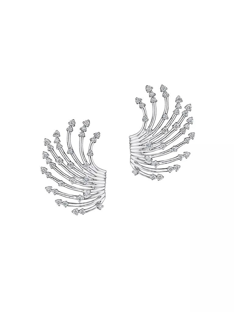 HUEB Luminus 18K White Gold & Diamond Fan Earrings