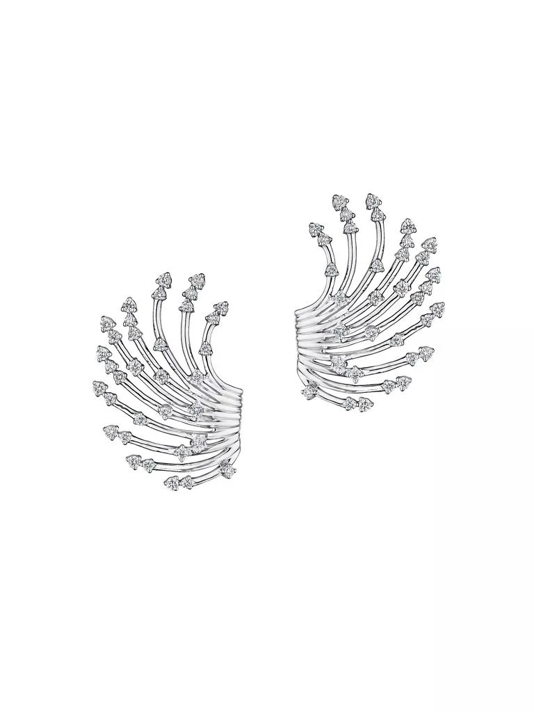HUEB Luminus 18K White Gold & Diamond Fan Earrings 1