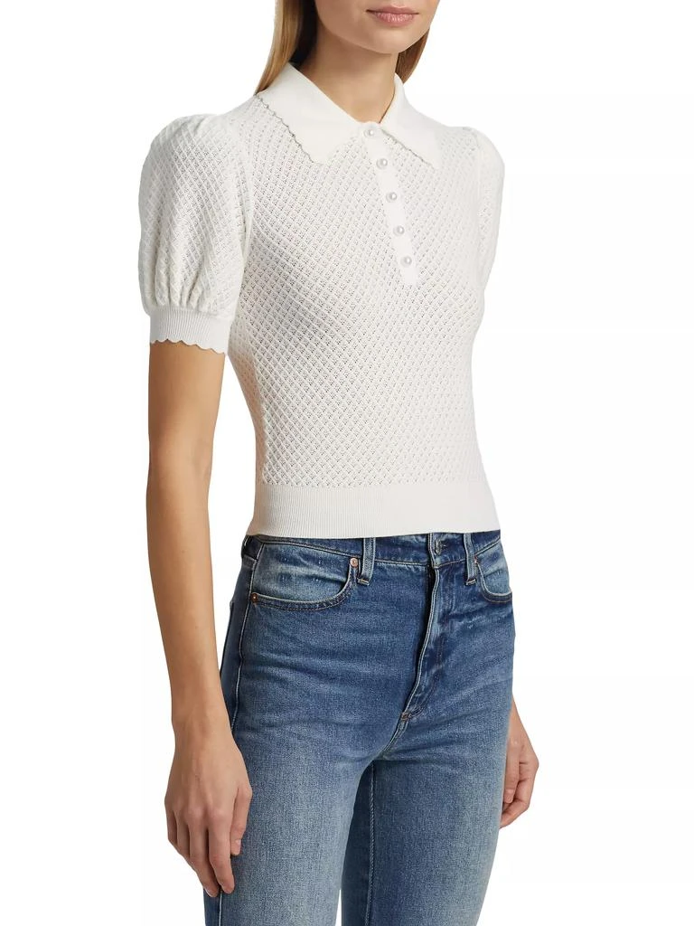 Alice + Olivia Ramona Pointelle Polo Shirt 4