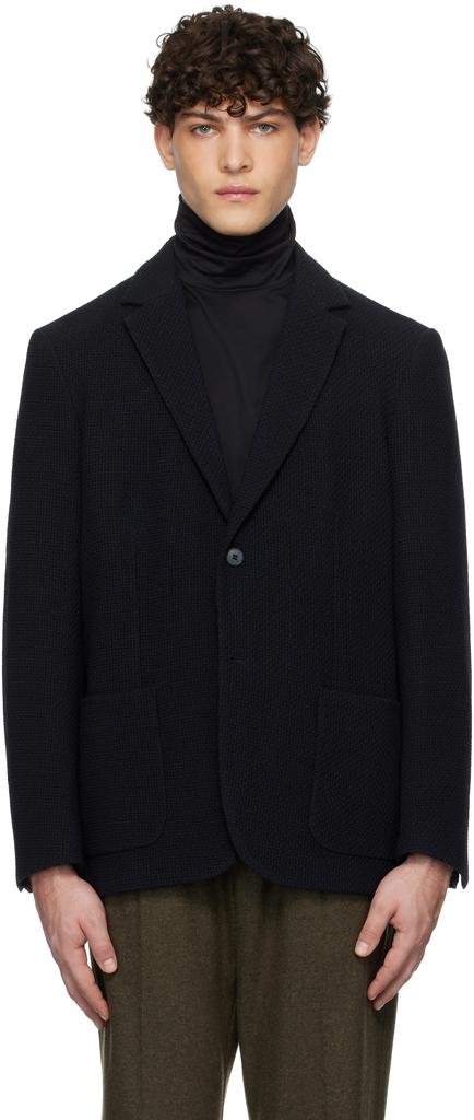 Sunspel Navy Heavy Wool Blazer