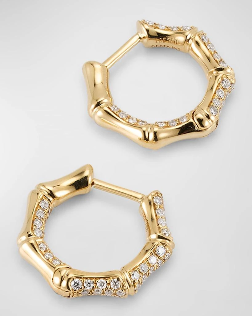 Anita Ko 18K Yellow Gold Diamond Bamboo Huggie Hoop Earrings 3