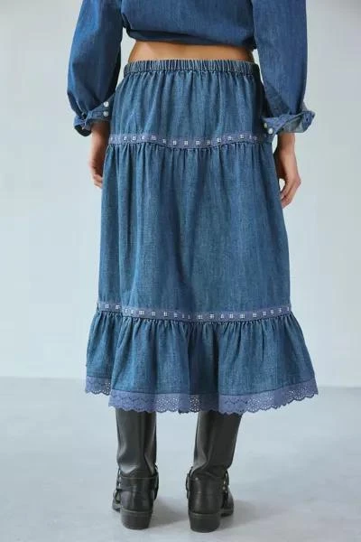 Kimchi Blue Kimchi Blue Laina Tiered Prairie Denim Midi Skirt 3