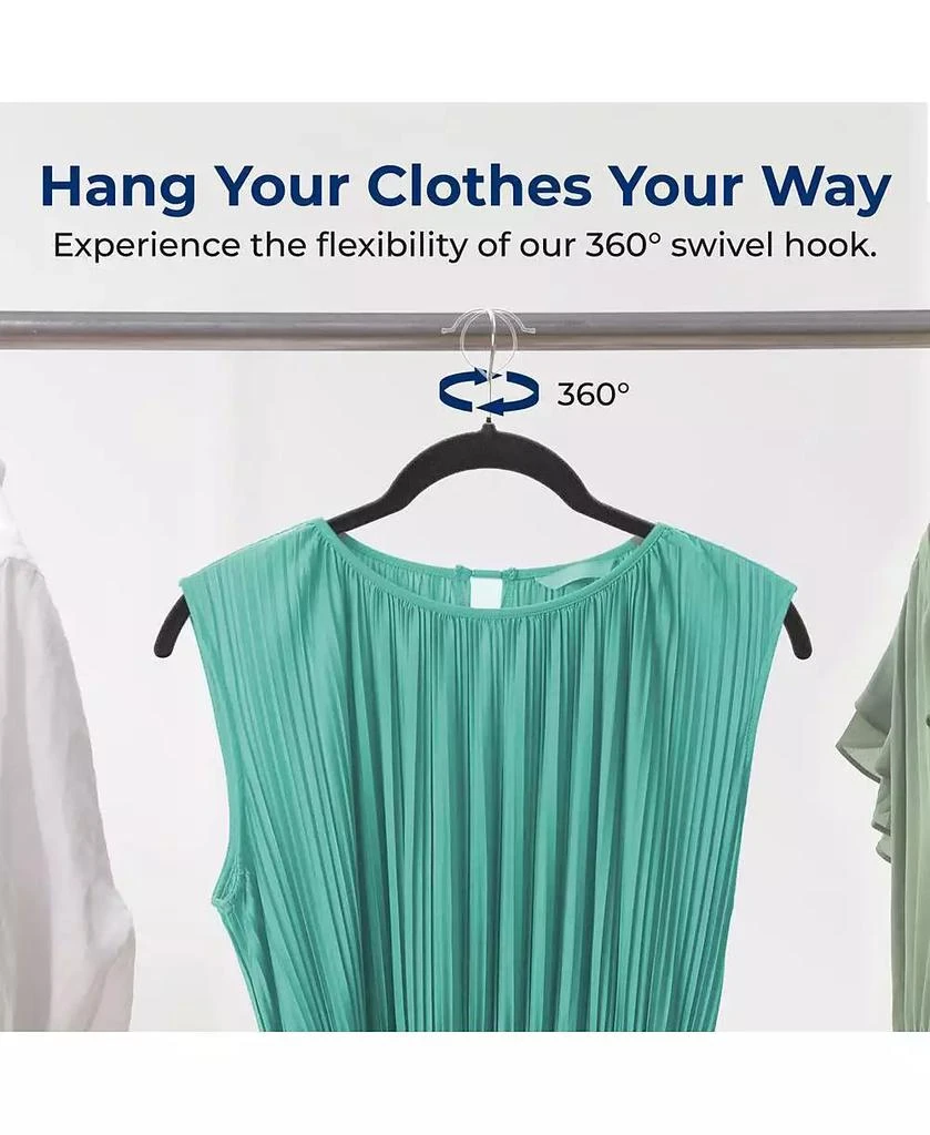 SereneLife 100-Piece Velvet Shirt Hangers - Non-Slip, Sturdy, Space Saving and Heavy Duty Coat Set with 360° Swivel Hook for Clothes (Black 3