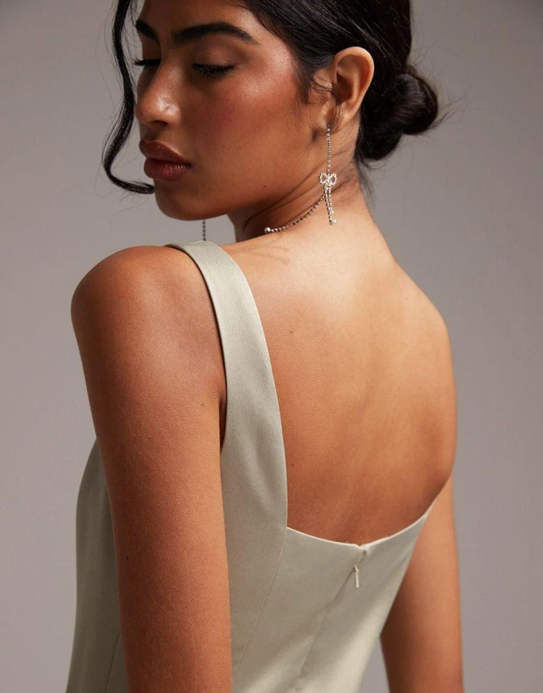ASOS ASOS DESIGN satin square neck maxi dress in champagne 4