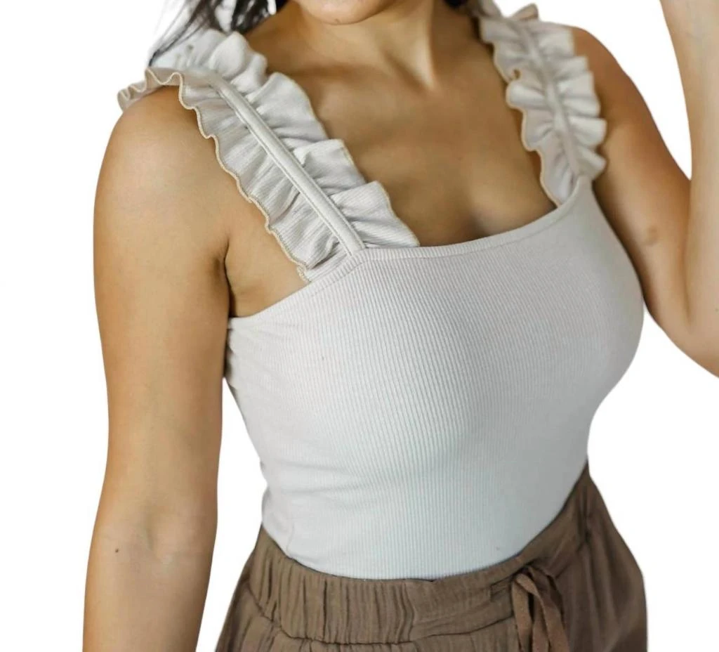 entro Romantic Style Ribbed Bodysuit In Eggshell