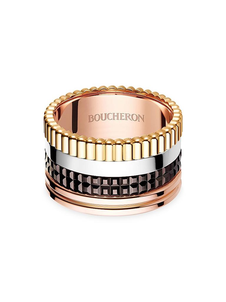 Boucheron Unisex Quatre Classique Tri-Tone 18K Gold & PVD Large Ring