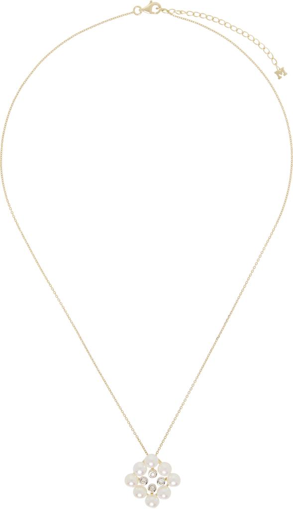 MATEO Gold Pearls & Diamond Cluster Necklace