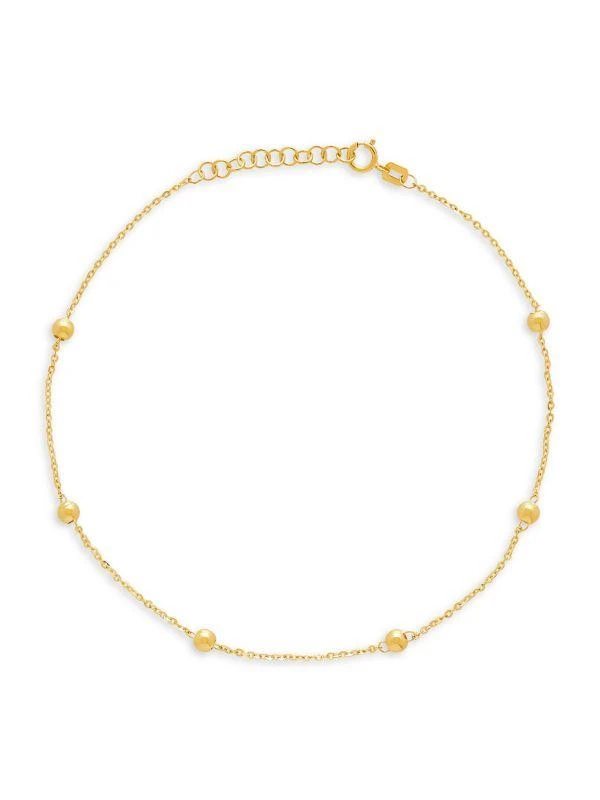 Saks Fifth Avenue 14K Yellow Gold Tin Cup Beaded Anklet 1