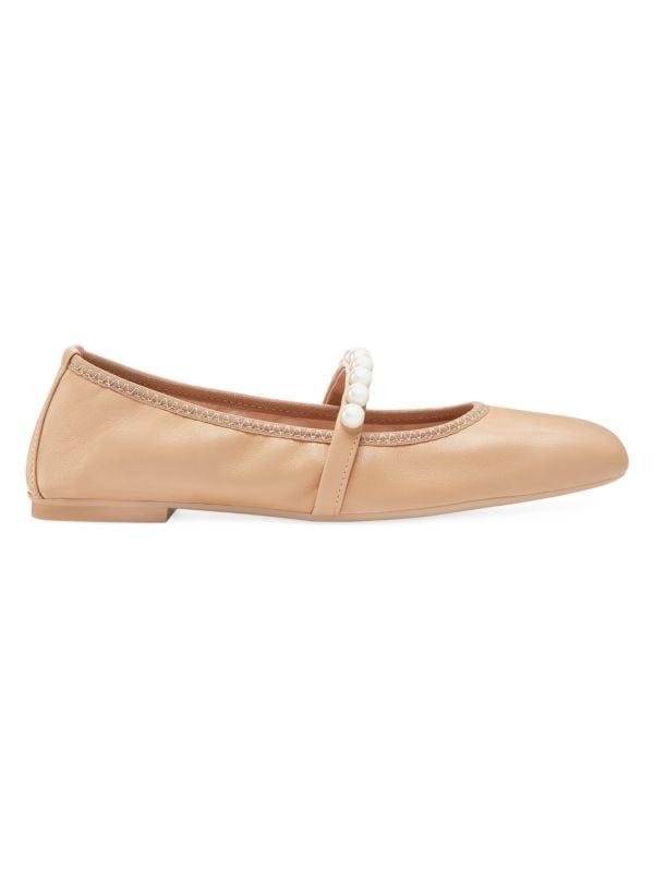 Stuart Weitzman Goldie Embellished Leather Ballet Flats