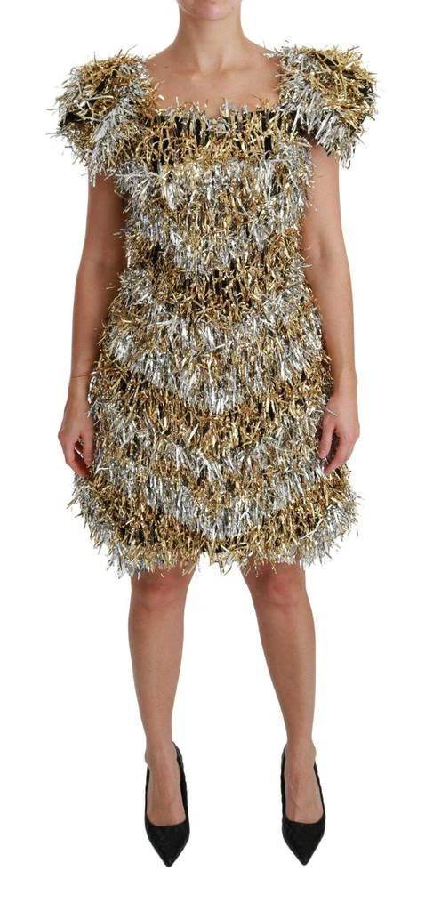 Dolce & Gabbana Dolce & Gabbana  Silver Gold Sheath Mini Shift Gown Dress 1