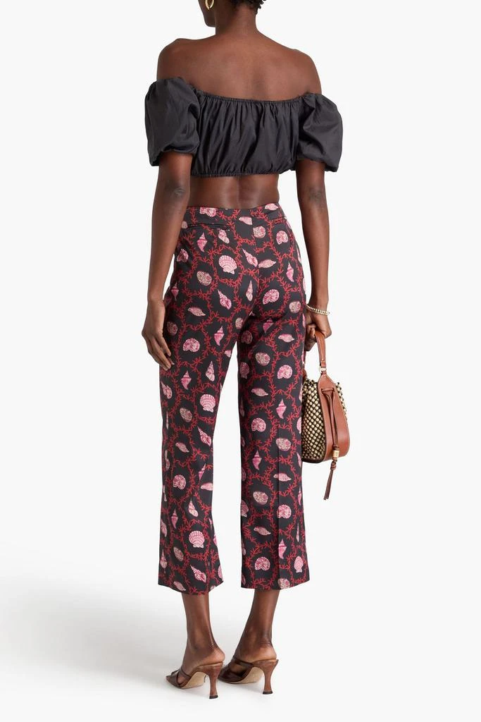 Saloni Capri Flute printed stretch-silk twill kick-flare pants 3