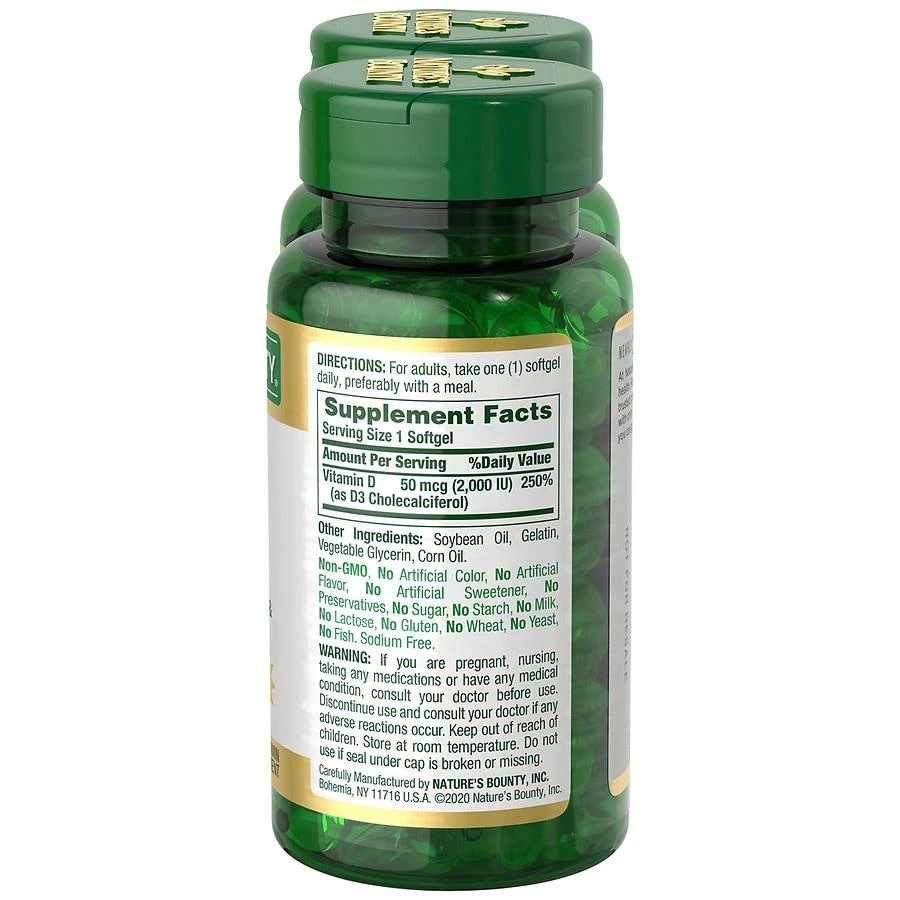 Nature's Bounty Vitamin D3 2000 IU Softgels, Twin Pack 4