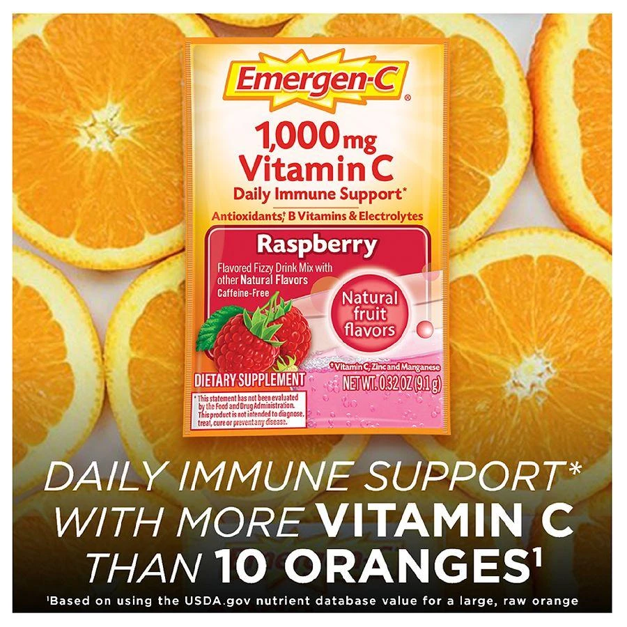 Emergen-C Daily Immune Support Drink with 1000 mg Vitamin C, Antioxidants, & B Vitamins Raspberry 6