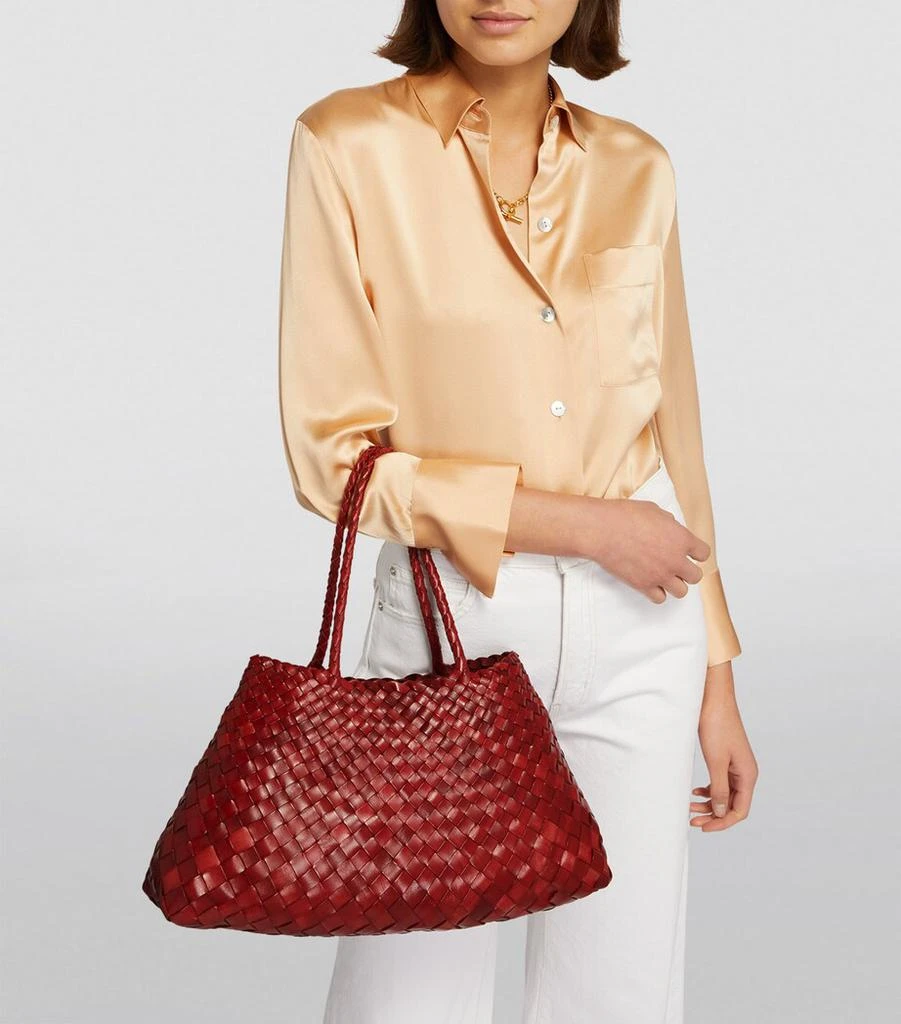 DRAGON DIFFUSION Large Leather Woven Santa Croce Tote Bag 5