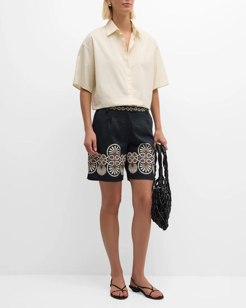 LA DOUBLE J Abstract Pleated Cotton Boyfriend Shorts 3