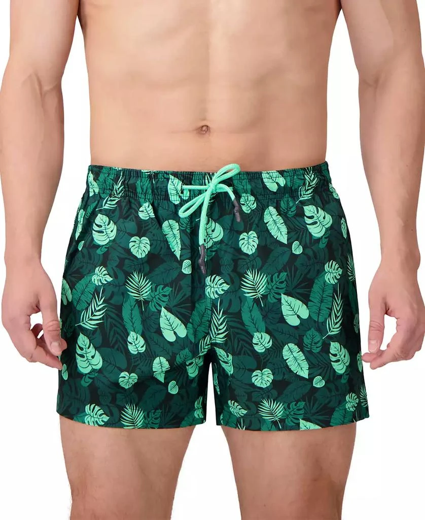 Sunset and Vines Men's Leaf-Pattern Woven Swim Trunks 2