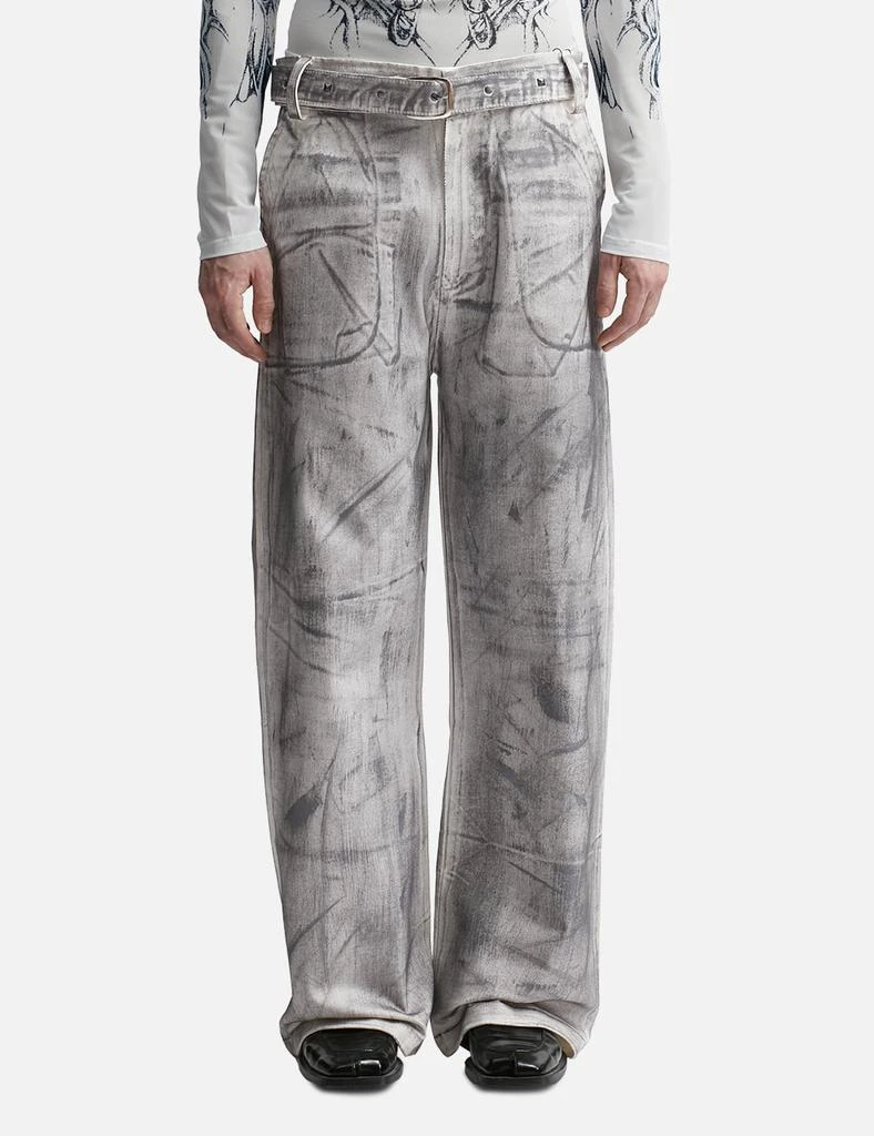 FINE CHAOS WAXED DOUBLE BELT JEANS 3