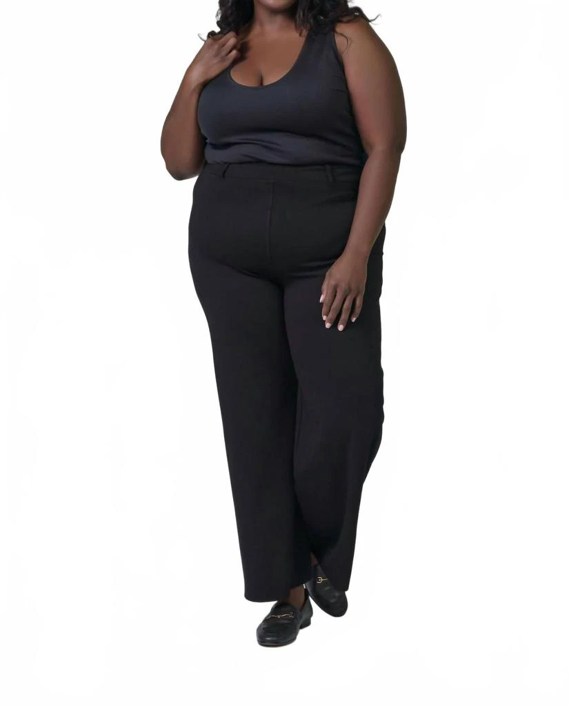 high waisted wide leg dress pants plus size PLUS satin high waist wide leg pants Lipstick / 1XL