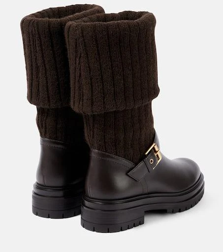 Gianvito Rossi Thurso leather-trimmed biker boots 2