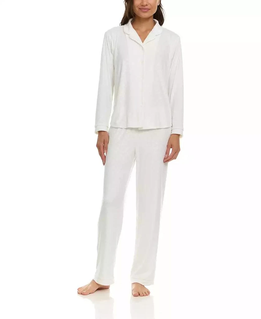 Flora Nikrooz Women's Addie Printed Velour Long Sleeve Pajama Set 1