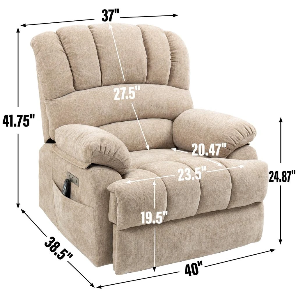 Streamdale Furniture Streamdale Chenille Power Lift Recliner with Massage and Heating 5