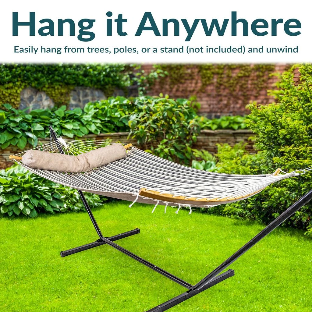 Sunnydaze Heavy-Duty Quilted 2-Person Hammock with Curved Bamboo Spreader Bars - 450 lb Weight Capacity 11