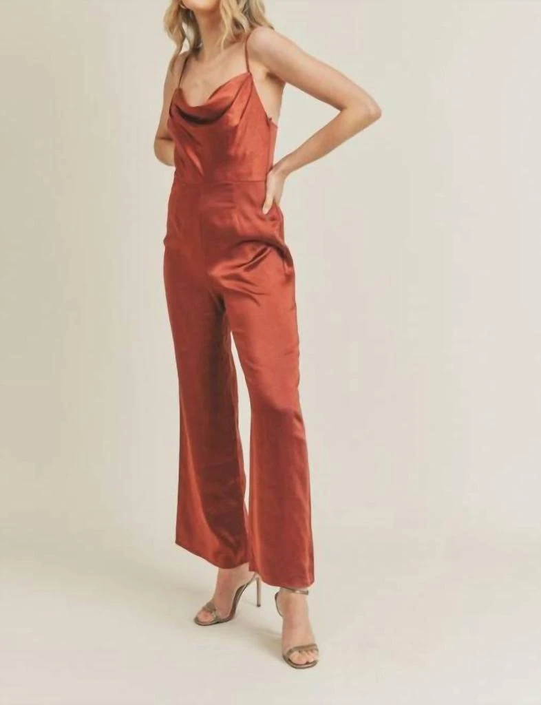 Lush Phoenix Satin Jumpsuit In Cognac 3