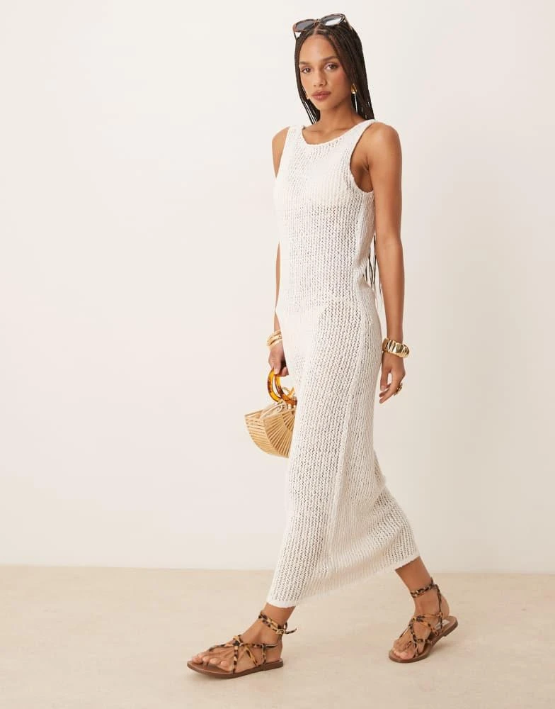Abercrombie & Fitch Abercrombie & Fitch crochet twist strap open back maxi dress in white 2